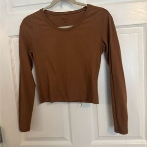 No Boundaries Cocoa Long Sleeve Women's Tee Size Small